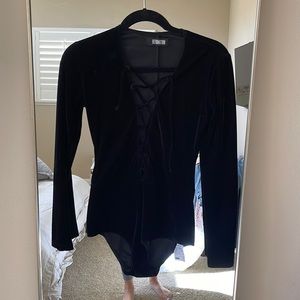 Reformation velvet lace-up bodysuit!